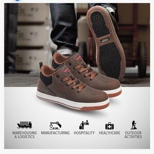 Avenger Work Boots Men's A712 Aluminum Toe Industrial Shoe size 7.5 new brown